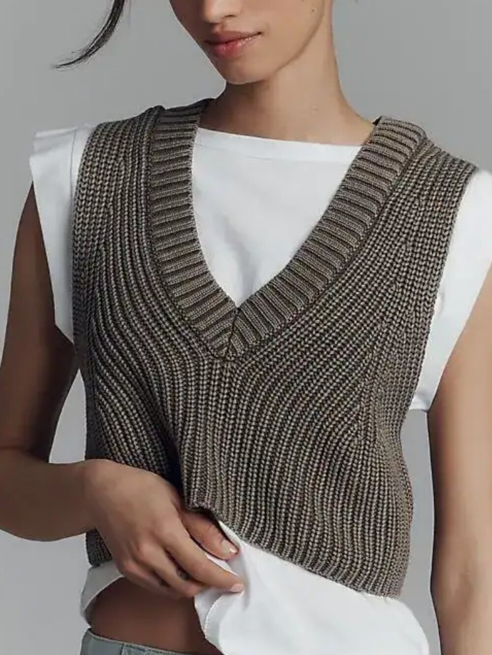 Pilcro by Anthropologie Moss Sweater Vest And White Shirt Size Small NEW Twofer